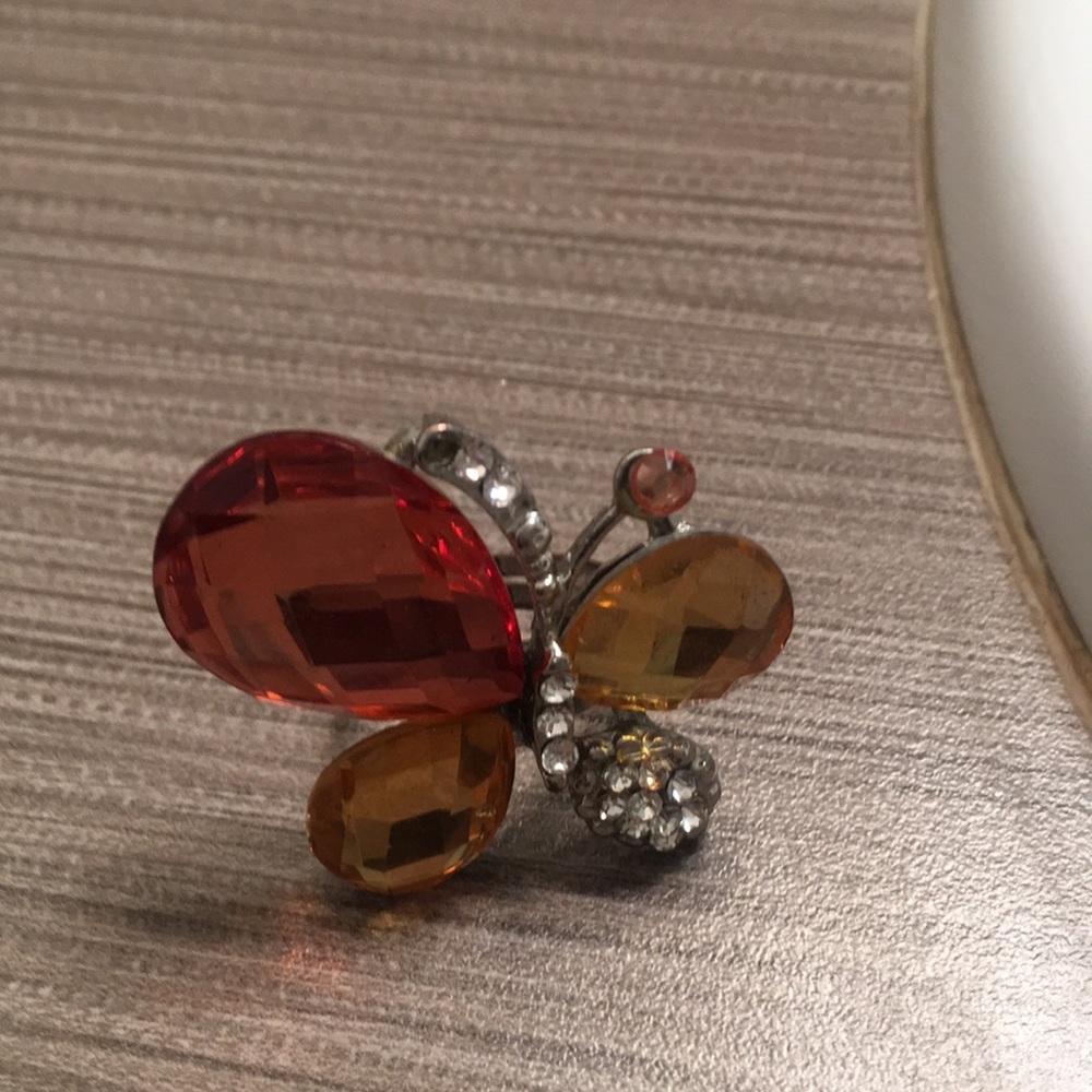 Glass butterfly ring